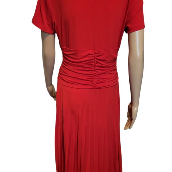 COLDWATER CREEK Pleated Skirt Red Midi Dress Size 6 - Picture 4 of 8